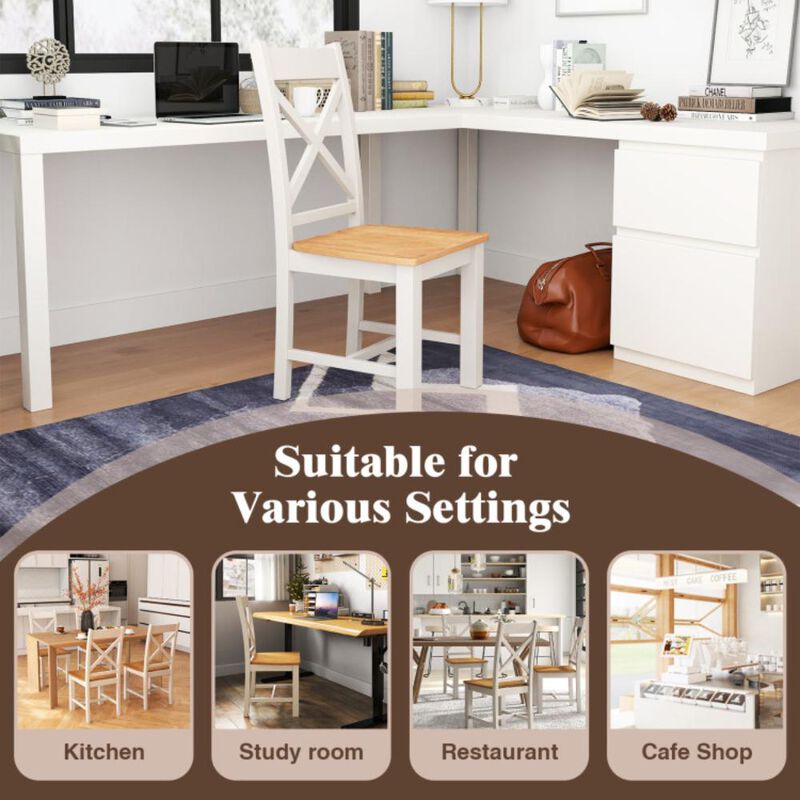 Hivvago Wooden Dining Chairs Set of 2 with High Back and Rubber Wood Frame