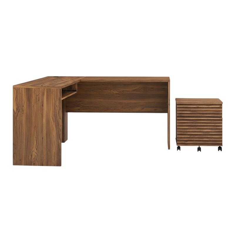 Wood Office Desk And File Cabinet Set With Modern Design And Durable Build image number 1