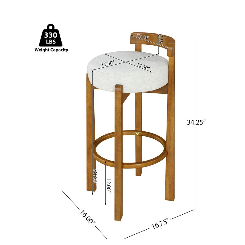 Christopher Knight Home Carita Indoor Rubberwood Low Back Upholstered Barstools (Set of 2) image number 2