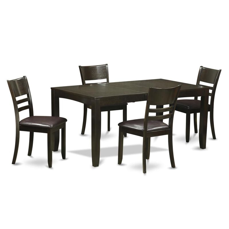 5 Pc Dining set-Table Table with Leaf and 4 Dining Chairs