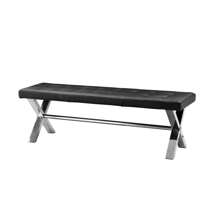 Pangea Home Beverly Bench Faux Leather Black