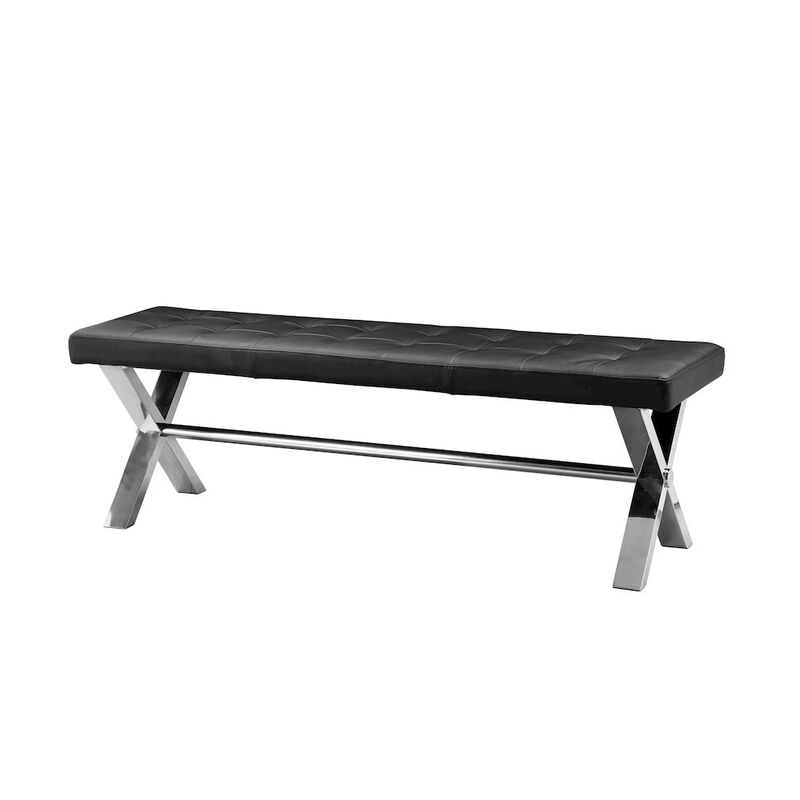 Pangea Home Beverly Bench Faux Leather Black
