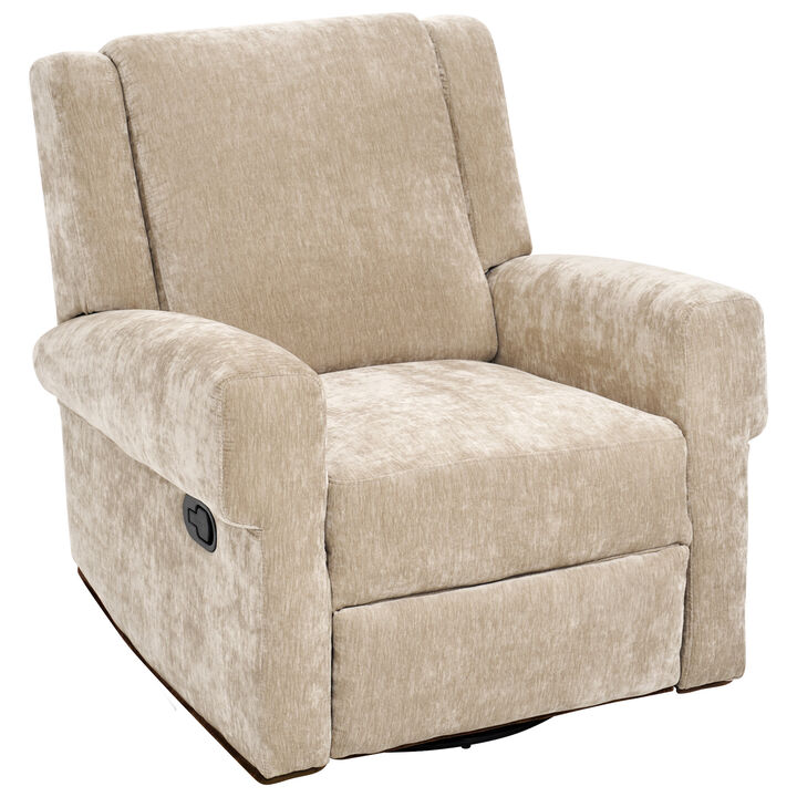Merax Manual Swivel Rocker Chenille Recliner Chair with Dual Recline Positions