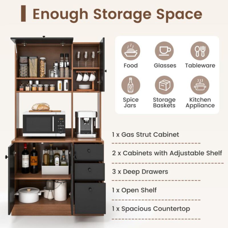 Hivvago 71 Inch Kitchen Pantry with 3 Storage Cabinet and 3 Deep Drawers