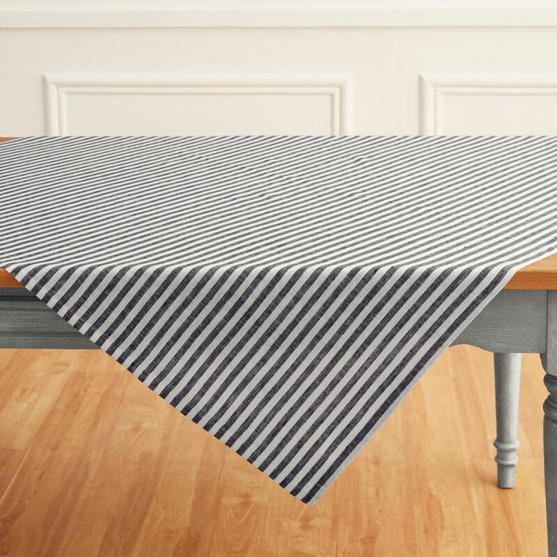 Solino Home Amalfi Stripe 100% Linen Table Throw &ndash; Handcrafted, Machine Washable, Perfect for Holiday and Everyday Dining