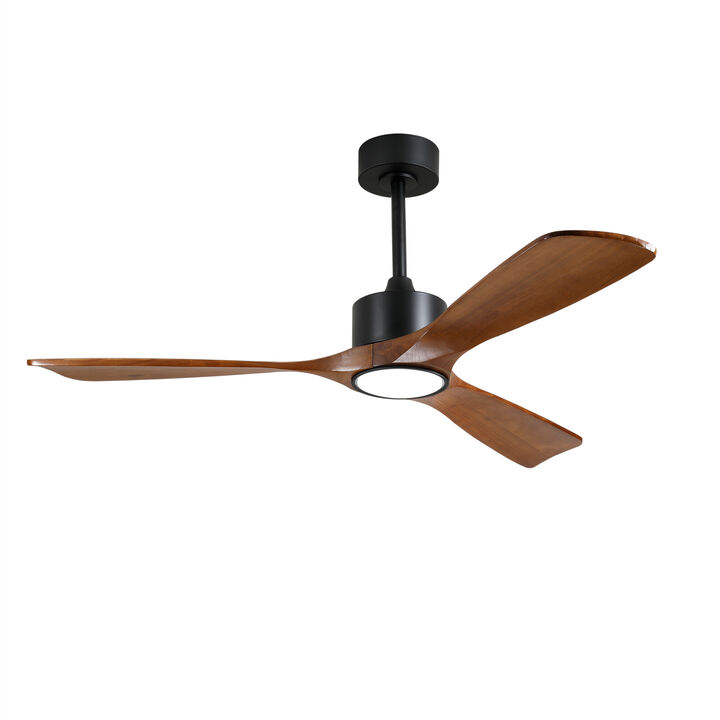 ELEMENT ACE 52 Inch 3 Rod Ceiling Fan with Dimmable LED Light Kit, 6 Speed Reversible Quiet DC Motor, Remote Control for Patio Living Room Bedroom Office Indoor Use