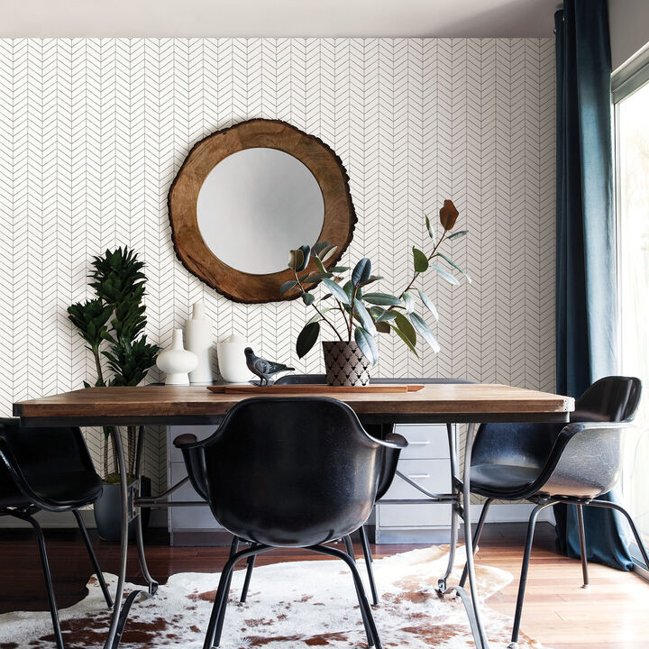 Bison Taupe Herringbone Wallpaper