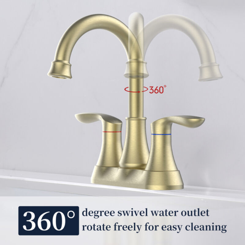 2-Handle Bathroom Faucet with Pop-Up Drain and 360&deg; Swivel High Arc Spout