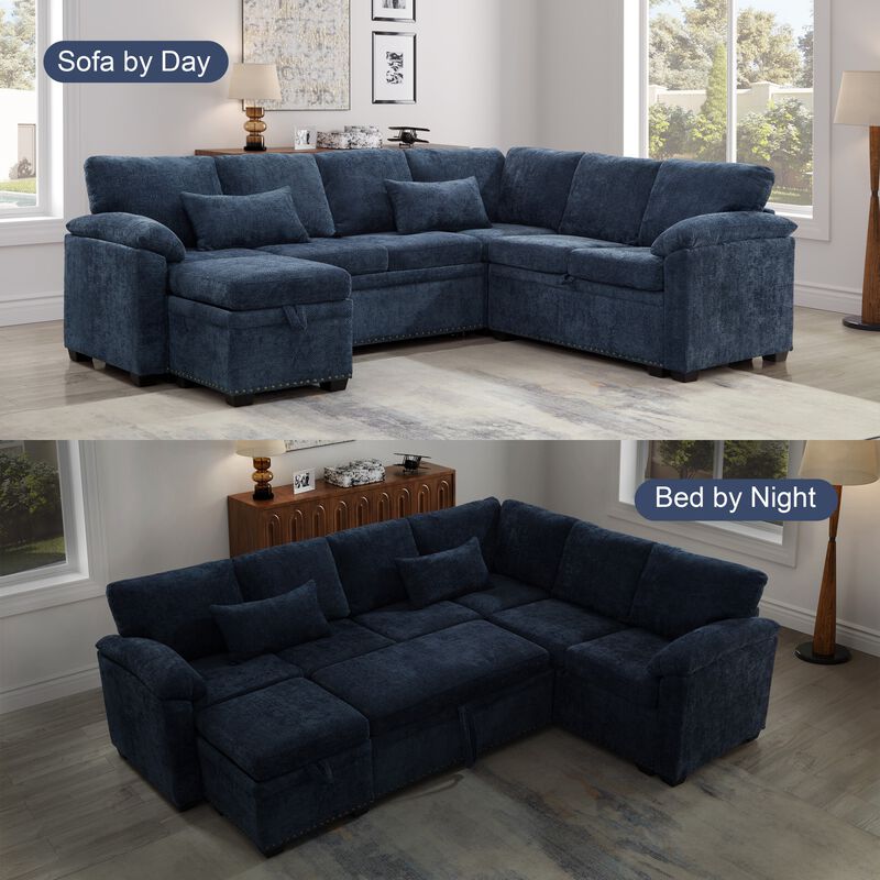 Jibvar L-Shaped Sectional Sofa Bed image number 4