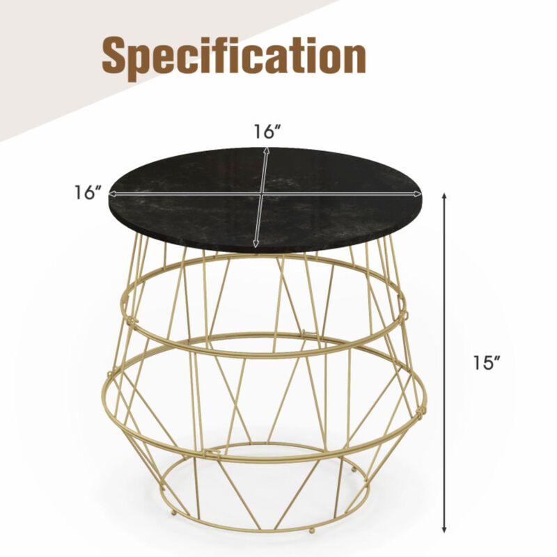 Hivvago Round Metal Frame End Table with Removable Top