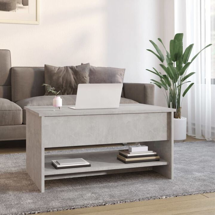 vidaXL Modern Coffee Table - Concrete Gray, Engineered Wood, Rectangular, Easy Assembly, Sturdy Design, Stylish Living Room Furniture