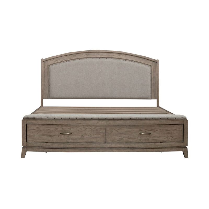 Liberty Furniture Avalon King Upholstered Storage Bed Frame with Footboard Drawer image number 1