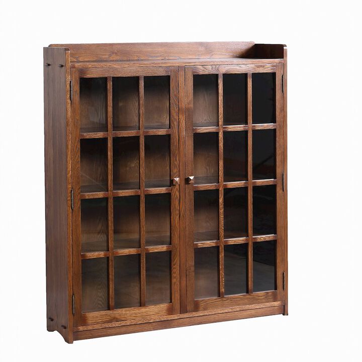 Crafters and Weavers Mission Oak 2 Door Bookcase with Glass Doors