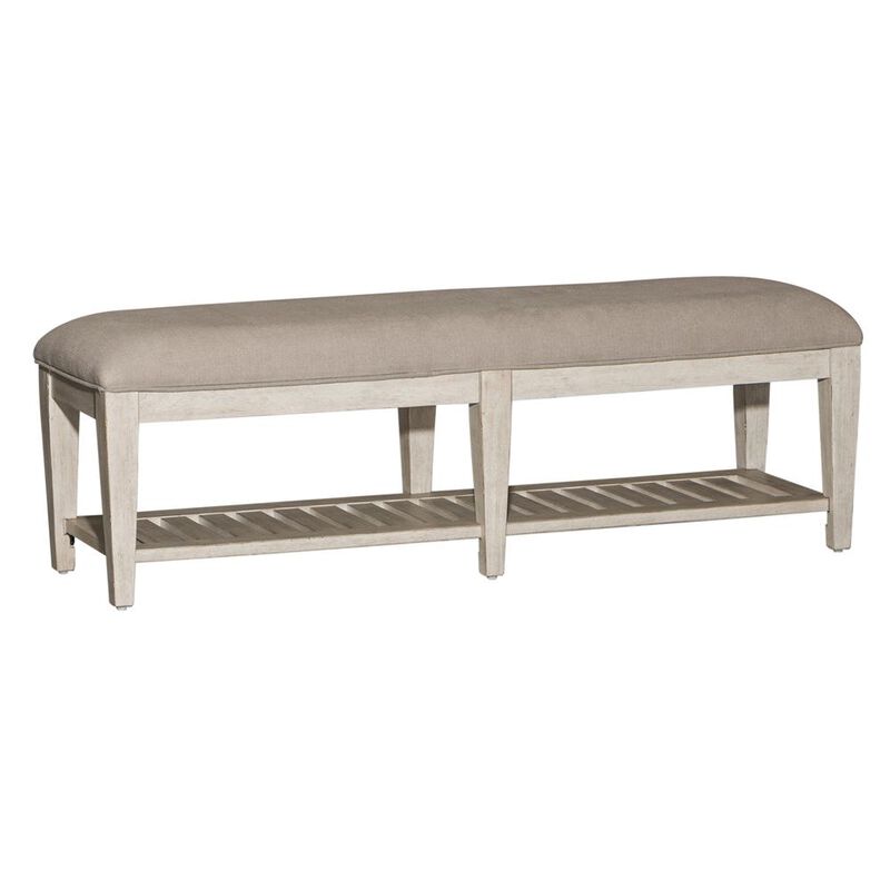 Liberty Furniture Heartland Bed Bench in Antique White w/ Tobacco Top image number 0