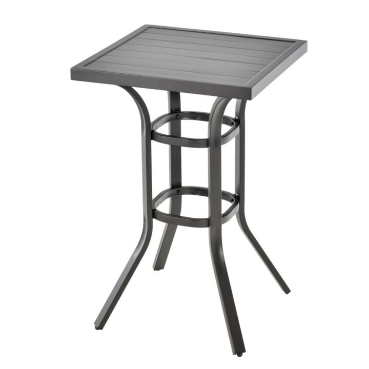 Hivvago 24 Inch Patio Bar Height Table with Aluminum Tabletop and Adjustable Foot Pads