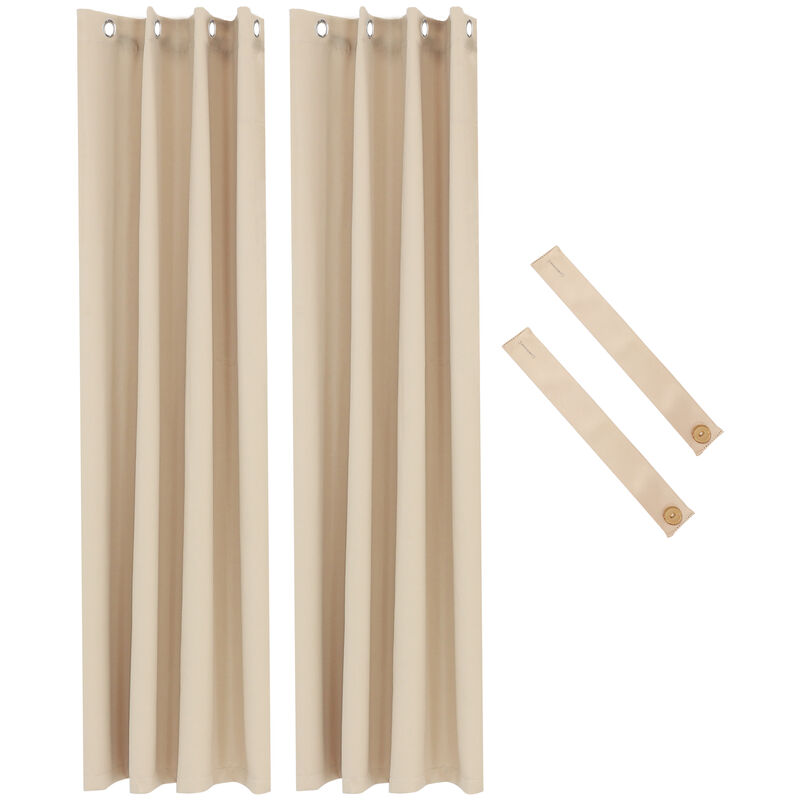 Sunnydaze Room Darkening Curtain Panel - Beige - 52 in x 96 in - Set of 2