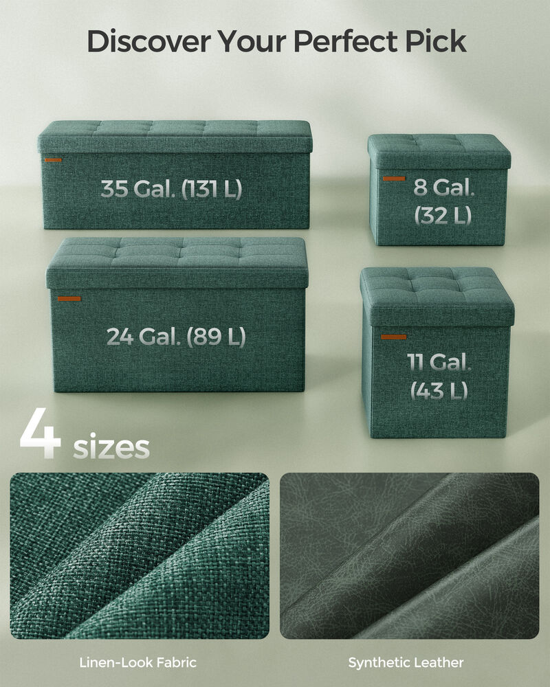 Long Folding Ottoman with Storage and Divider &ndash; 43" Upholstered Bench and Foot Stool for Home Organization