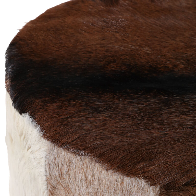 20x16" Hair On Hide Ottoman With Ball Feet, Brown image number 5