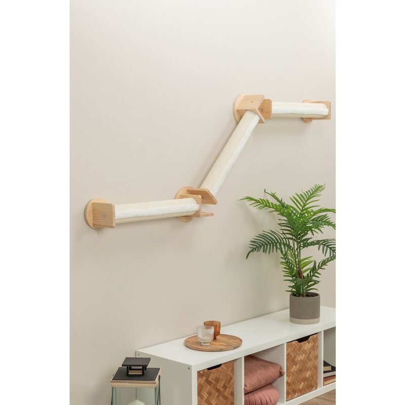 TRIXIE Wall Set 2 Multi-Level Wall Mounted Cat Perch System with 3 Sisal Posts image number 2