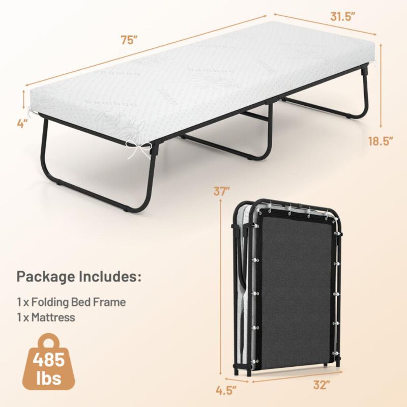 Hivvago Folding Bed with Mattress Cot Size with Memory Foam