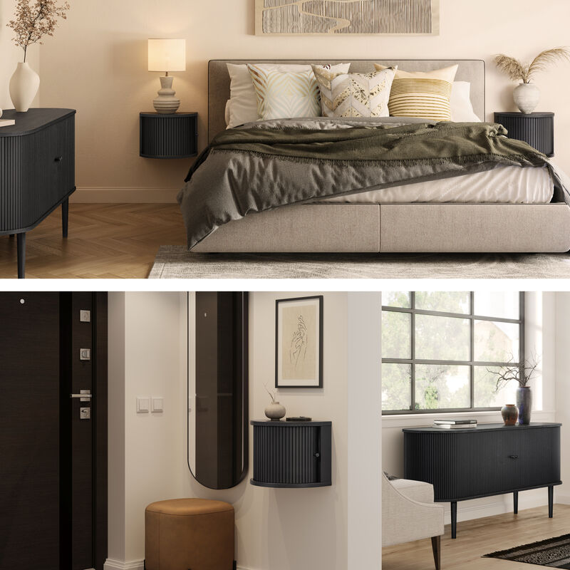 SLIDDO 16'' Floating Nightstand with Storage and Sliding Door.