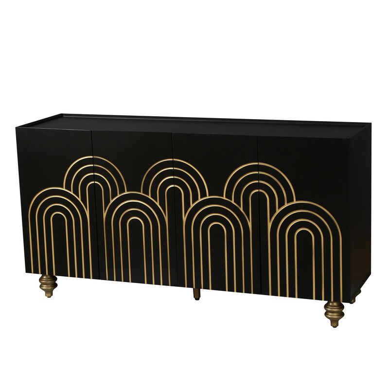 Merax Modern Fluted Sideboard Buffet Storage Cabinet