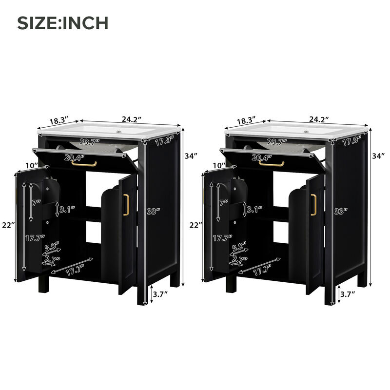 Merax 48" Modern Double Vanity Set with Dual Ceramic Sinks