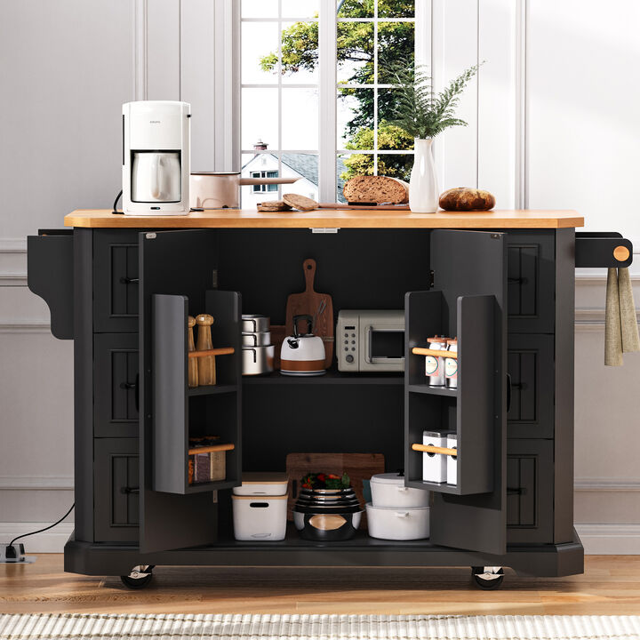 Merax Rolling Kitchen Island  Cart with Power Outlet