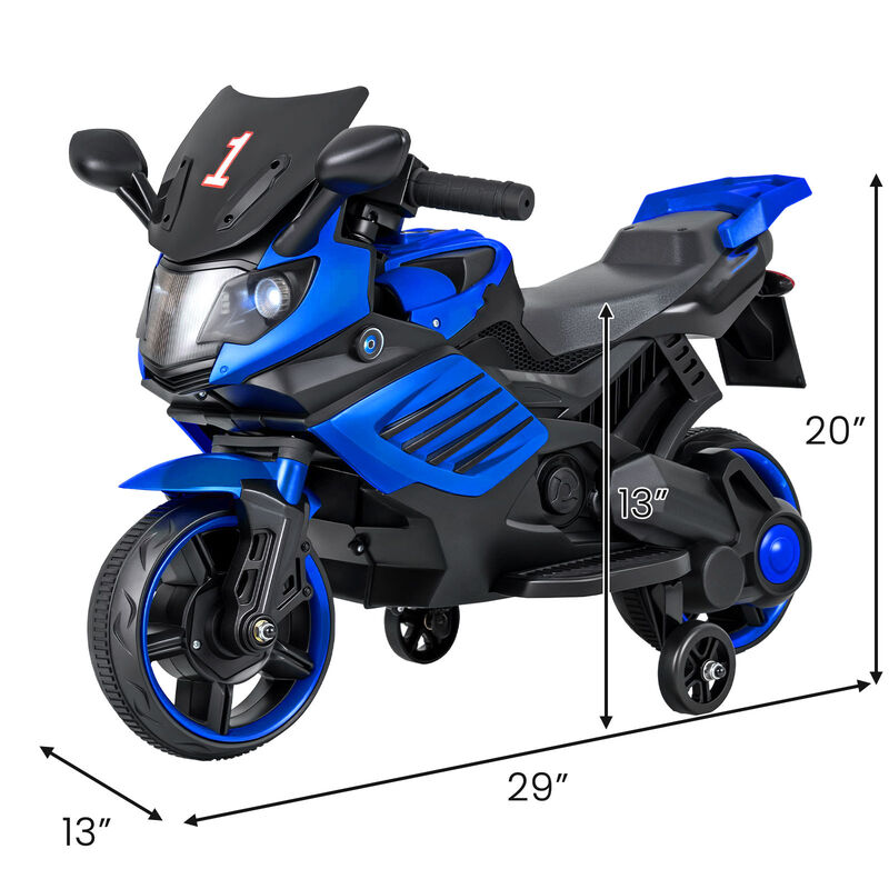 Electric Kids Motorcycle 6V with Headlights Music and Detachable Training Wheels for Yard image number 2