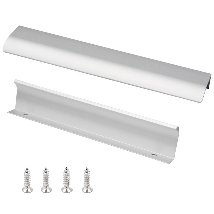 JOOJA 10 Pack Modern Style Finger Edge Pull Furniture DrawerHandles Hidden Cabinet Kitchen Drawer Handles Knobs, Silver 150mm
