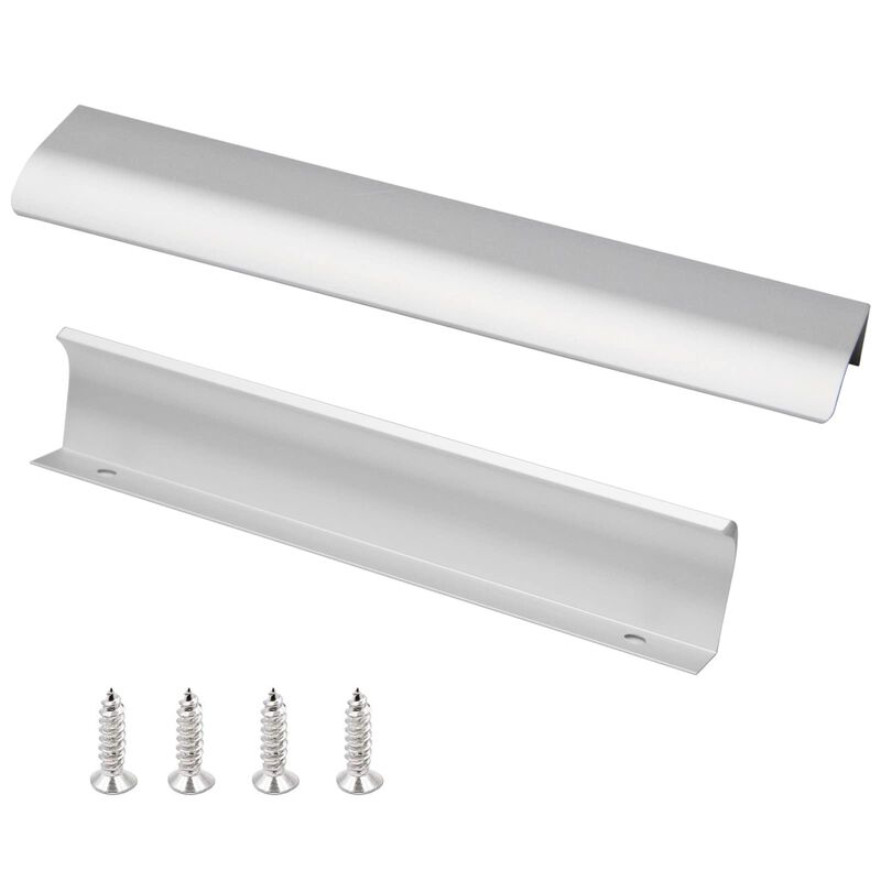 JOOJA 10 Pack Modern Style Finger Edge Pull Furniture DrawerHandles Hidden Cabinet Kitchen Drawer Handles Knobs, Silver 150mm