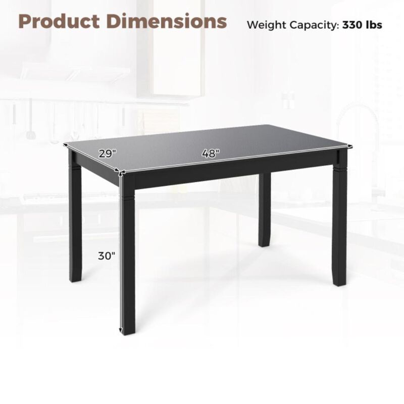 Hivvago Wooden Dining Table for 4 People Rectangular Kitchen Table with Rubber Wood Legs.