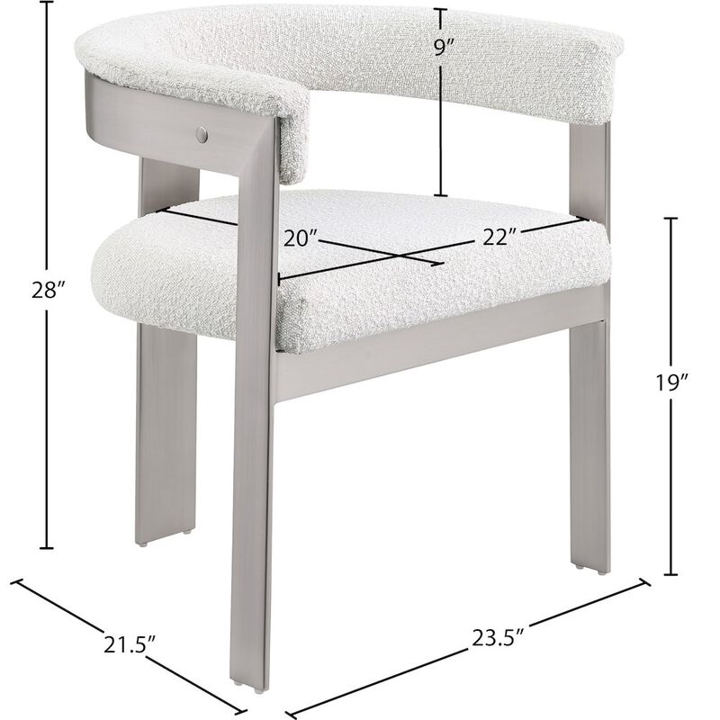Meridian Furniture Romeo Cream Boucle Fabric Dining Chair, Set of 2