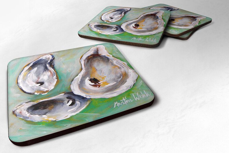 Caroline's Treasures MW1063FC Oyster The Eye of The Oyster Foam Coasters (Set of 4), 3.5 H x 3.5 W, Multicolor image number 0