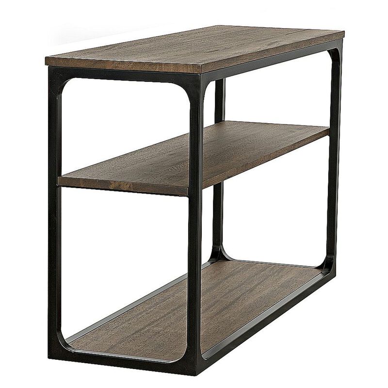 Novie Console, Small, Black Steel with Dark Walnut