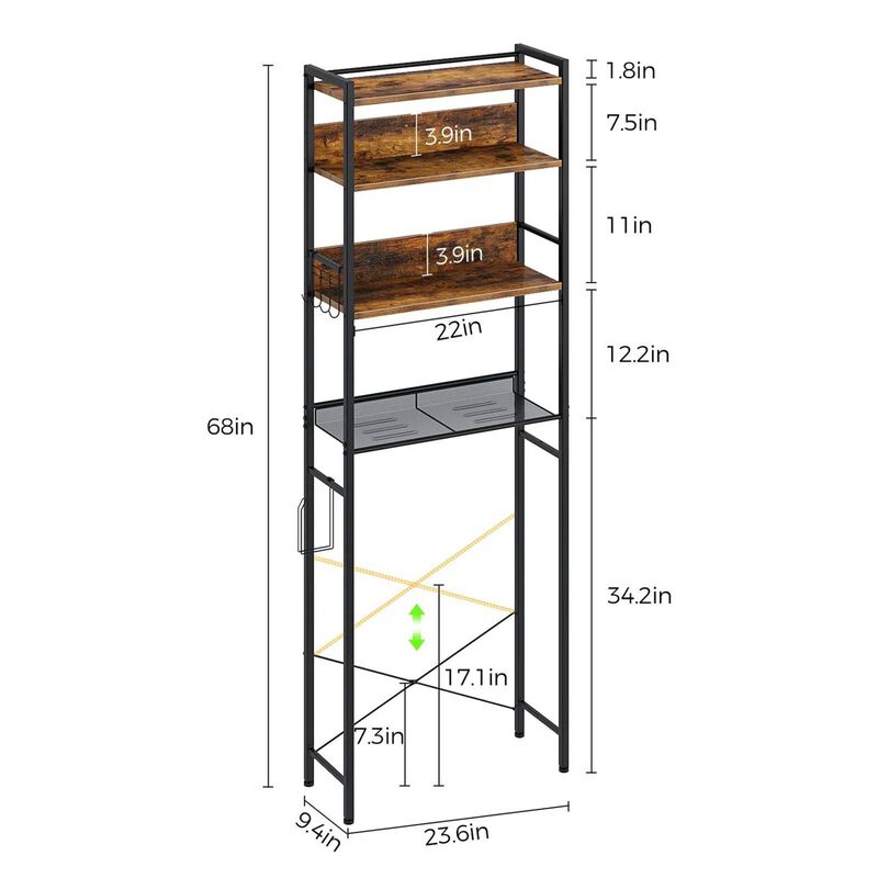 Over the Toilet Storage Freestanding Modern Shelving Unit