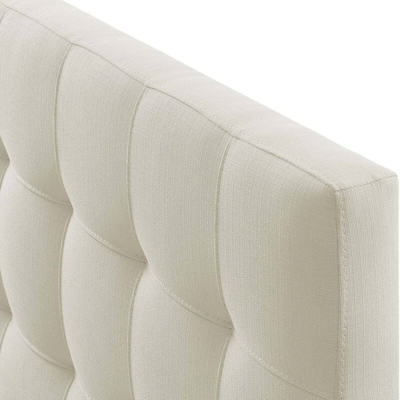 QuikFurn Full size Ivory Linen Fabric Upholstered Tufted Headboard