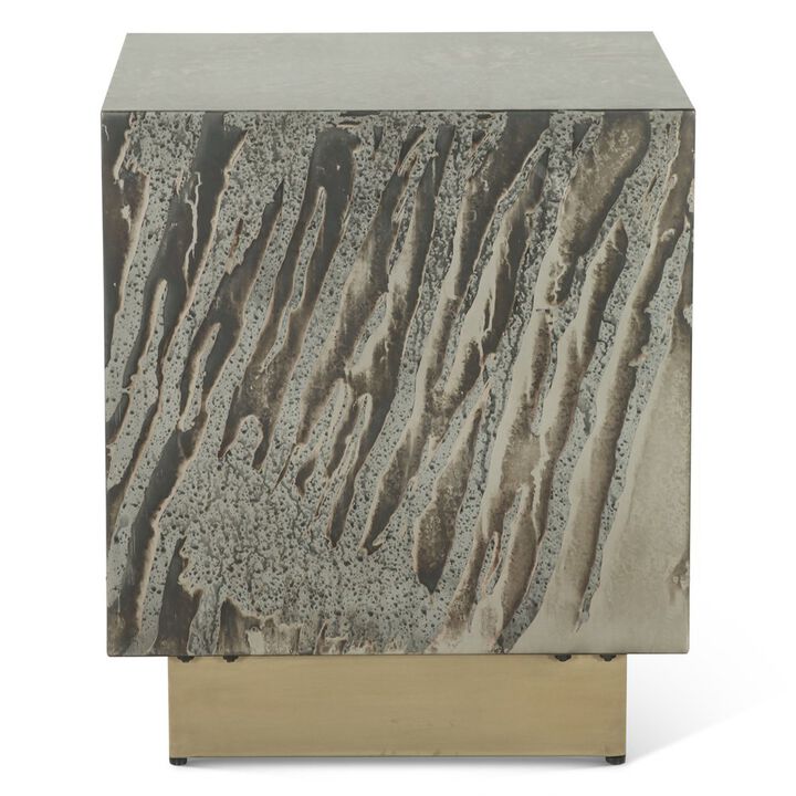 World Interiors Odessa 20 Side Table in Desert Patina with Brass Base