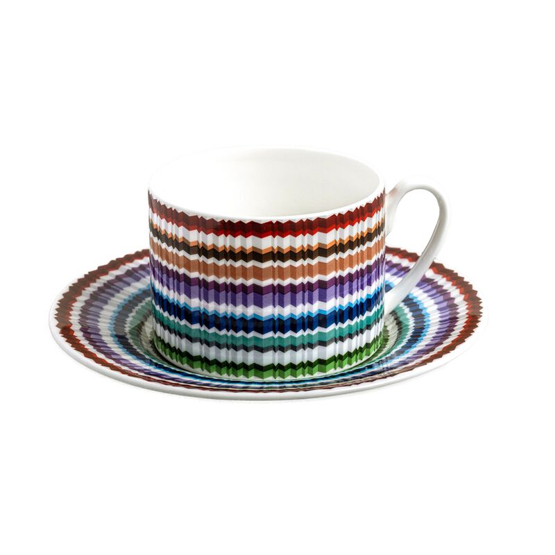 Tea Cup & Saucer WAVES Set of 2, cup diam. 3.35", H 2.36", saucer diam. 6.1" image number 0