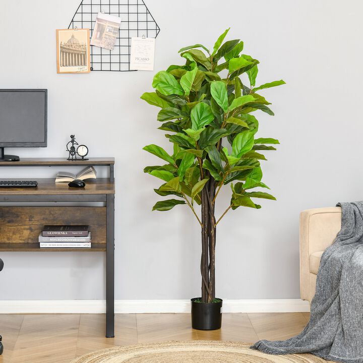 5ft Artificial Fiddle Leaf Fig Tree, Faux Decorative Plant in Nursery Pot for Indoor or Outdoor DÃ©cor