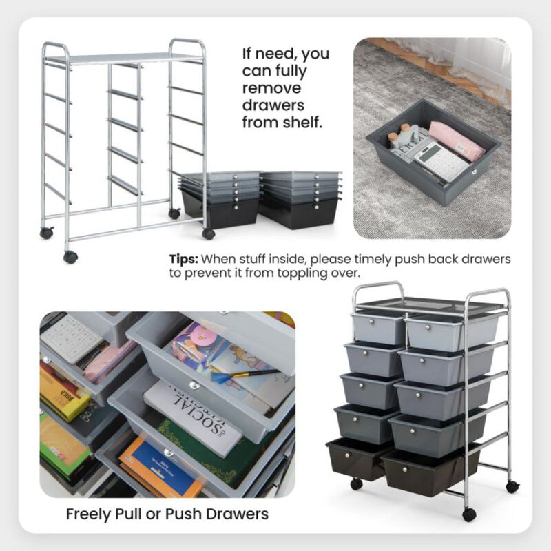 Hivvago 10-Drawer Rolling Storage Cart