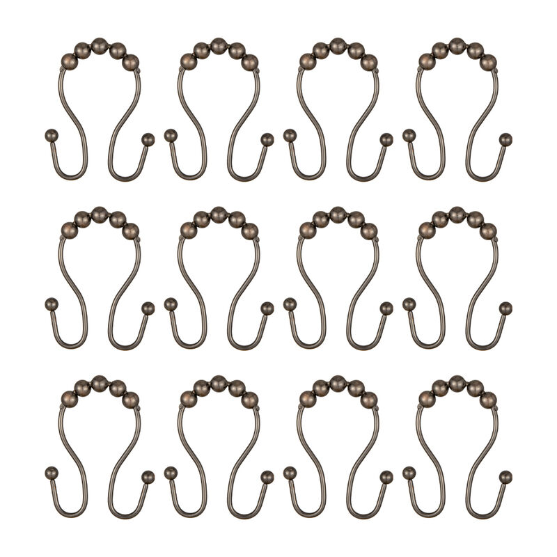 Stainless Steel Double Shower Curtain Hooks, Set of 12 image number 3