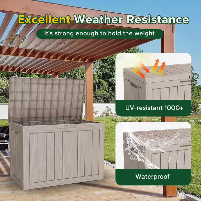 Mondawe 45 Gal Deck Box Resin for Patio Garden Furniture, Outdoor Storage Container