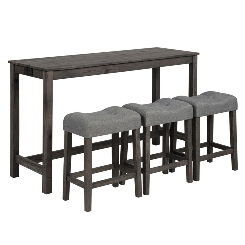 Kepfuf 4‑Piece Farmhouse Bar Table Set image number 9