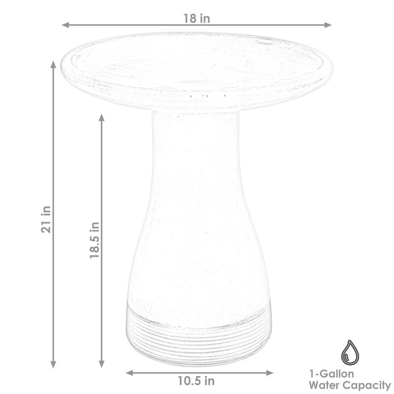 Sunnydaze Subtle Transitions Ceramic Bird Bath - 18.5 in