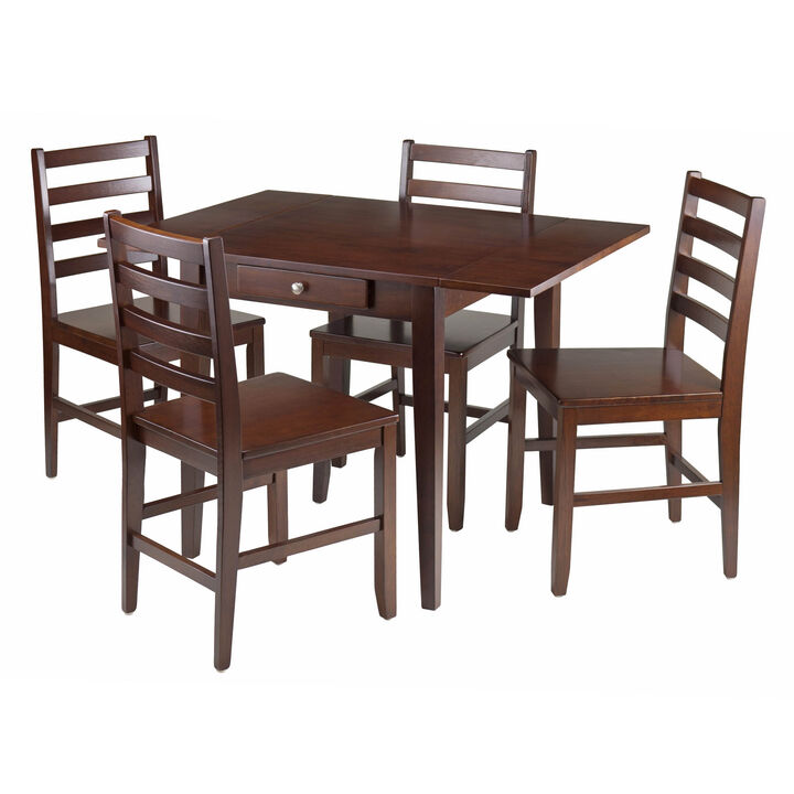Winsome Hamilton 5-Pc Drop Leaf Dining Table with 4 Ladder Back Chairs