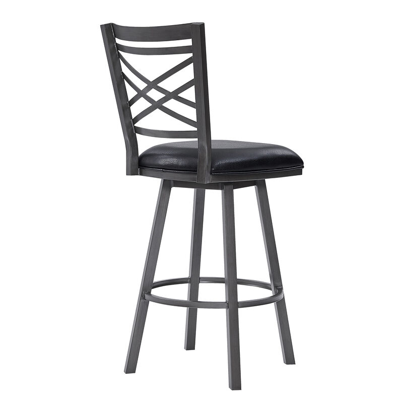 Fargo  Counter Height Metal Barstool in Mineral Finish with Black Faux Leather