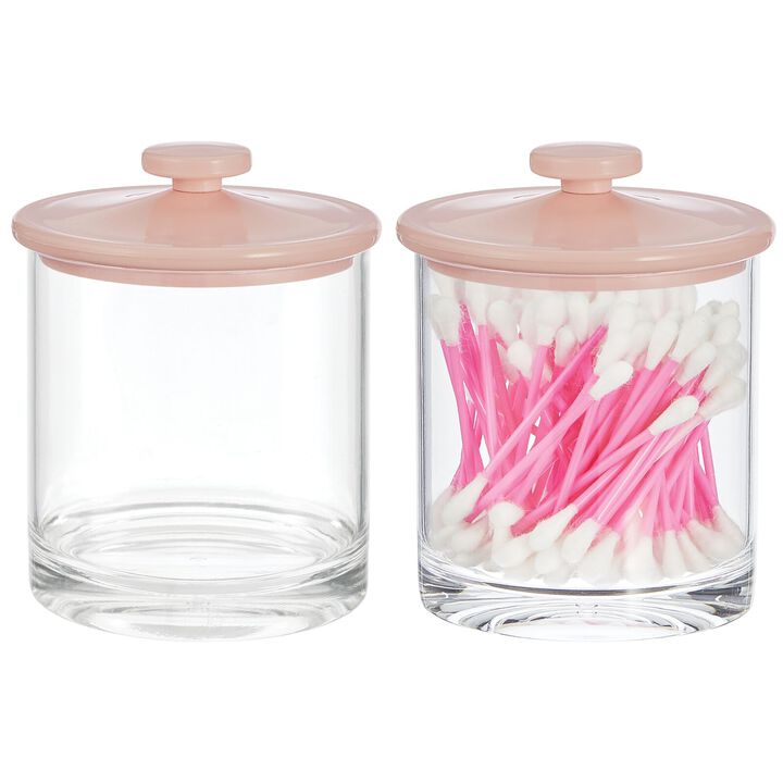 mDesign Small Round Acrylic Apothecary Canister Jars - 2 Pack