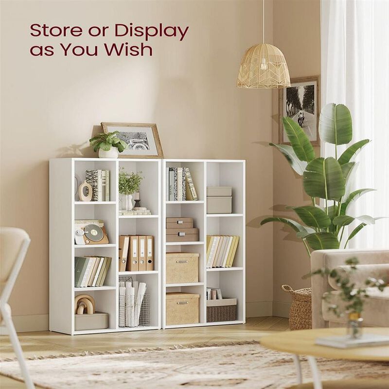 Vertical Bookshelf with 7 Open Compartments – Tall Organizer for Books, Files & Decorative Items