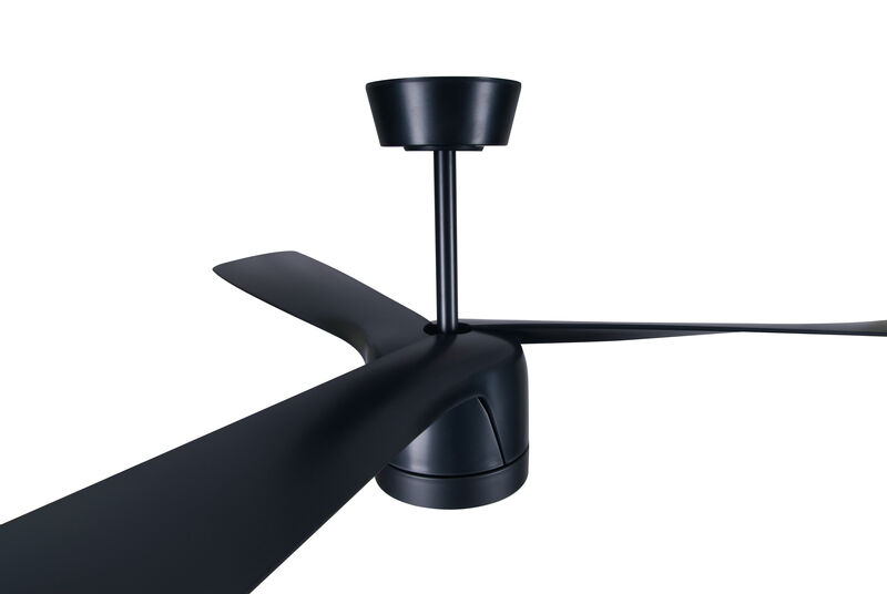 Lucci Air Peregrine 56" Indoor/Outdoor Ceiling Fan with LED Light and Remote, Modern 3 Blade DC Ceiling Fan, Damp Rated, Black with Black Blades image number 4